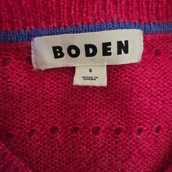 Boden Mohair Wool Blend Fluffy Textured Cardigan Vibrant Pink - Picture 8 of 13